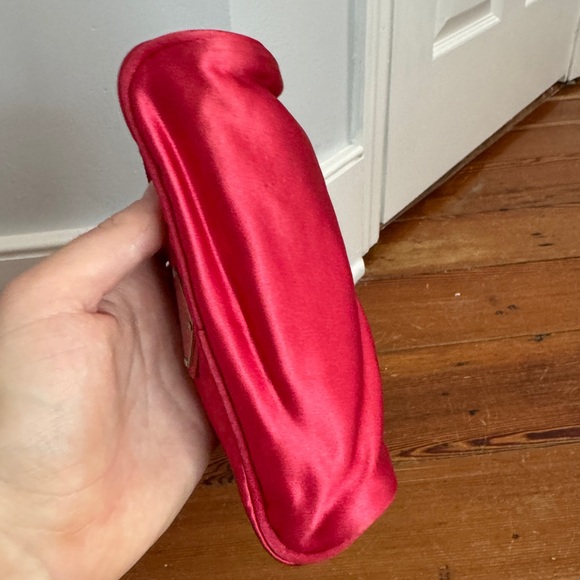 Prada Logo Pouch Cosmetics Red Nylon Leather Roll Out Authentic - Picture 6 of 15